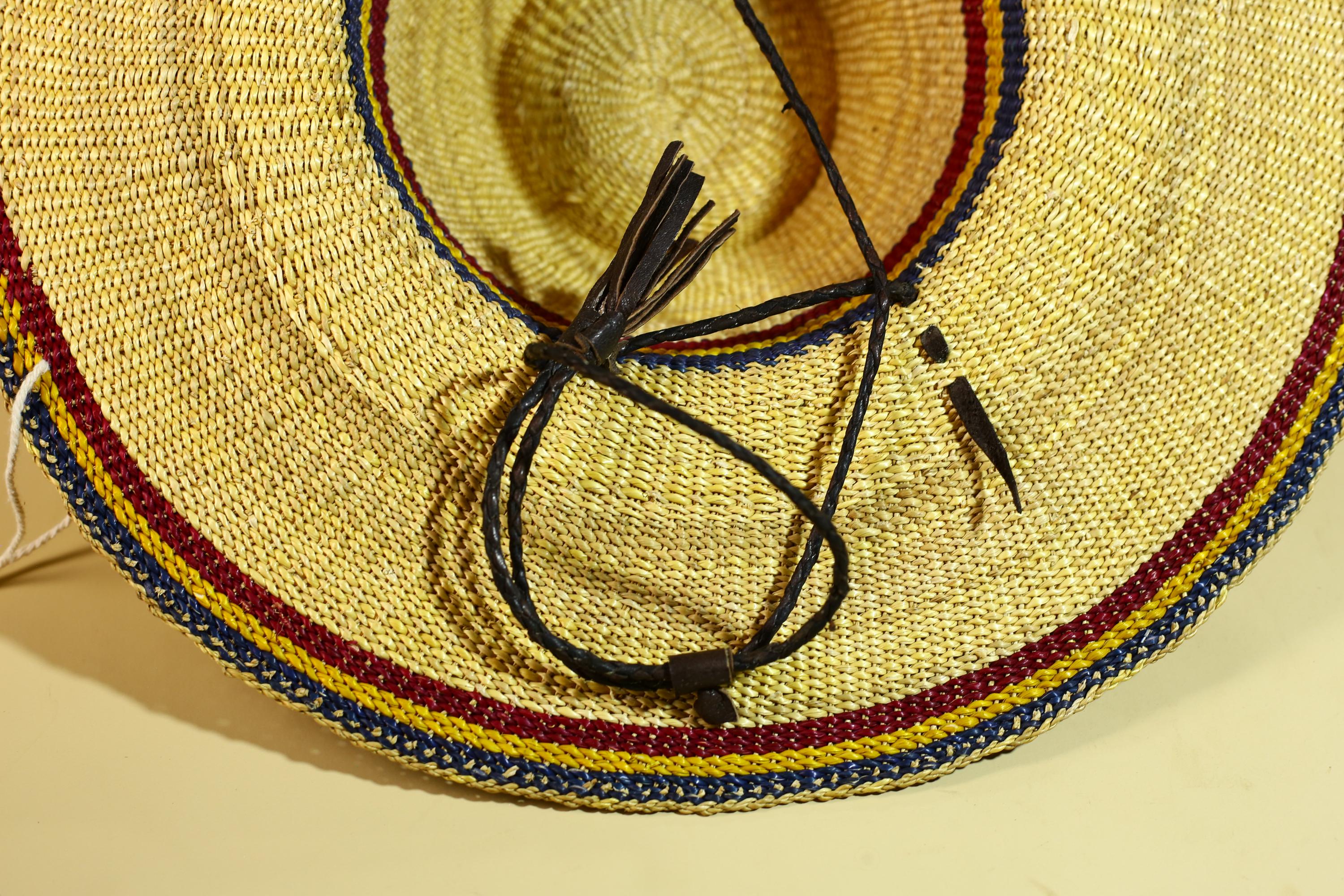 African Woven Hat Straw Tribal Sun Hat Handcrafted West Africa Decor-G5913