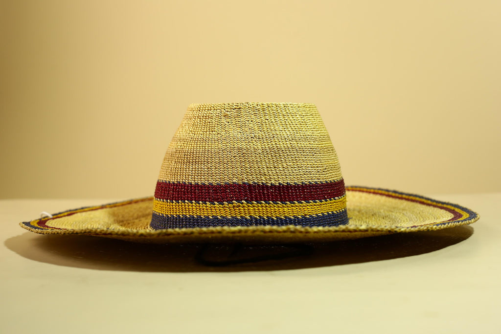African Woven Hat Straw Tribal Sun Hat Handcrafted West Africa Decor-G5913