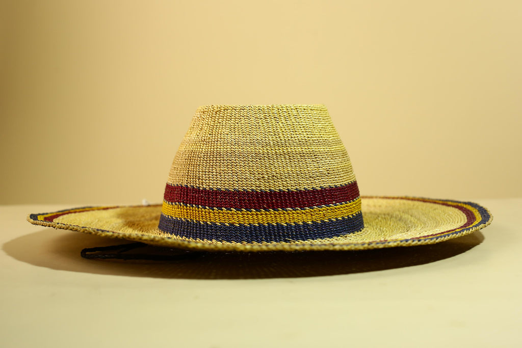 African Woven Hat Straw Tribal Sun Hat Handcrafted West Africa Decor-G5913