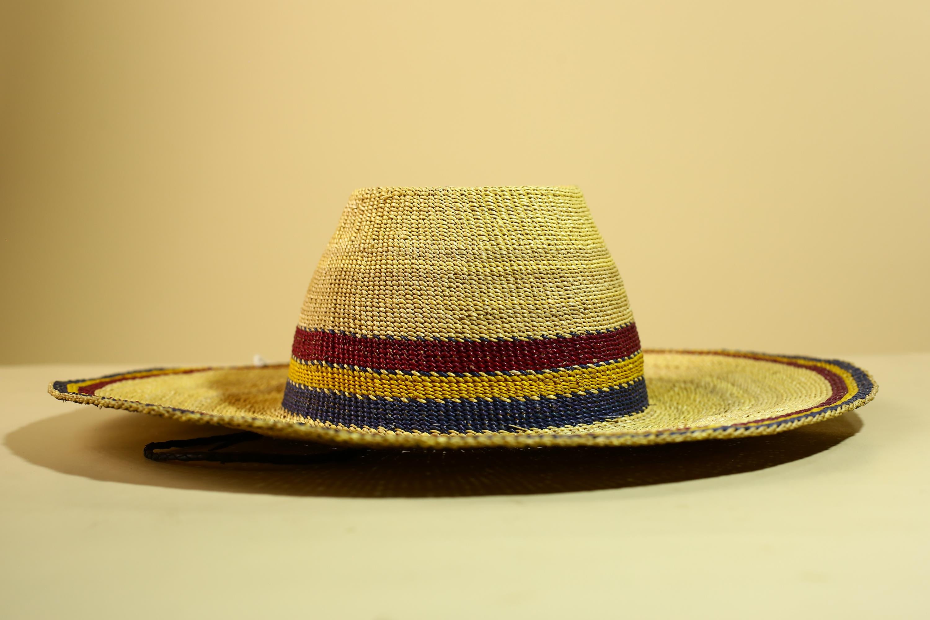 African Woven Hat Straw Tribal Sun Hat Handcrafted West Africa Decor-G5913