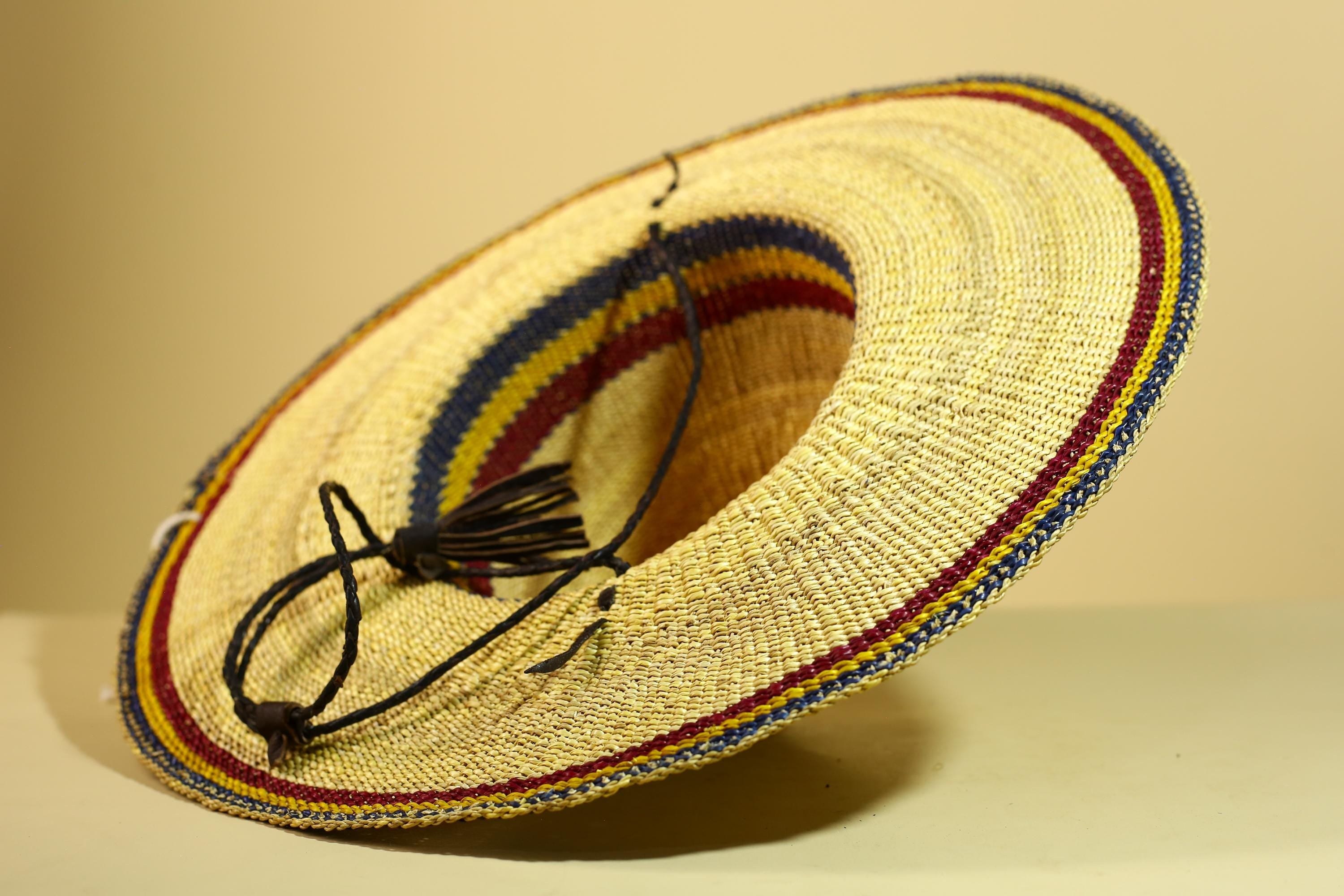 African Woven Hat Straw Tribal Sun Hat Handcrafted West Africa Decor-G5913