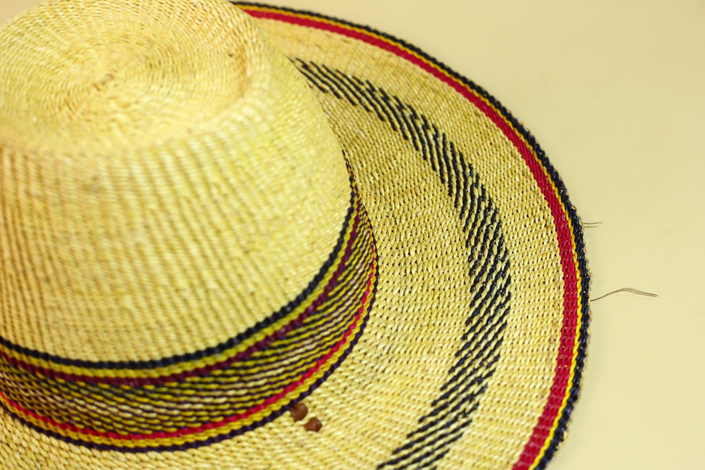 African Woven Hat Handcrafted Straw Tribal Sun Hat West Africa-G5914