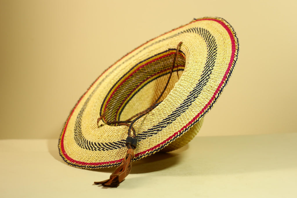 African Woven Hat Handcrafted Straw Tribal Sun Hat West Africa-G5914