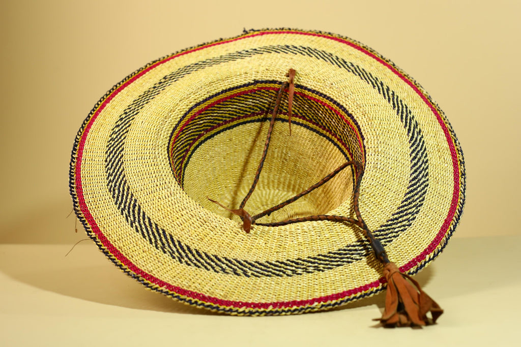 African Woven Hat Handcrafted Straw Tribal Sun Hat West Africa-G5914