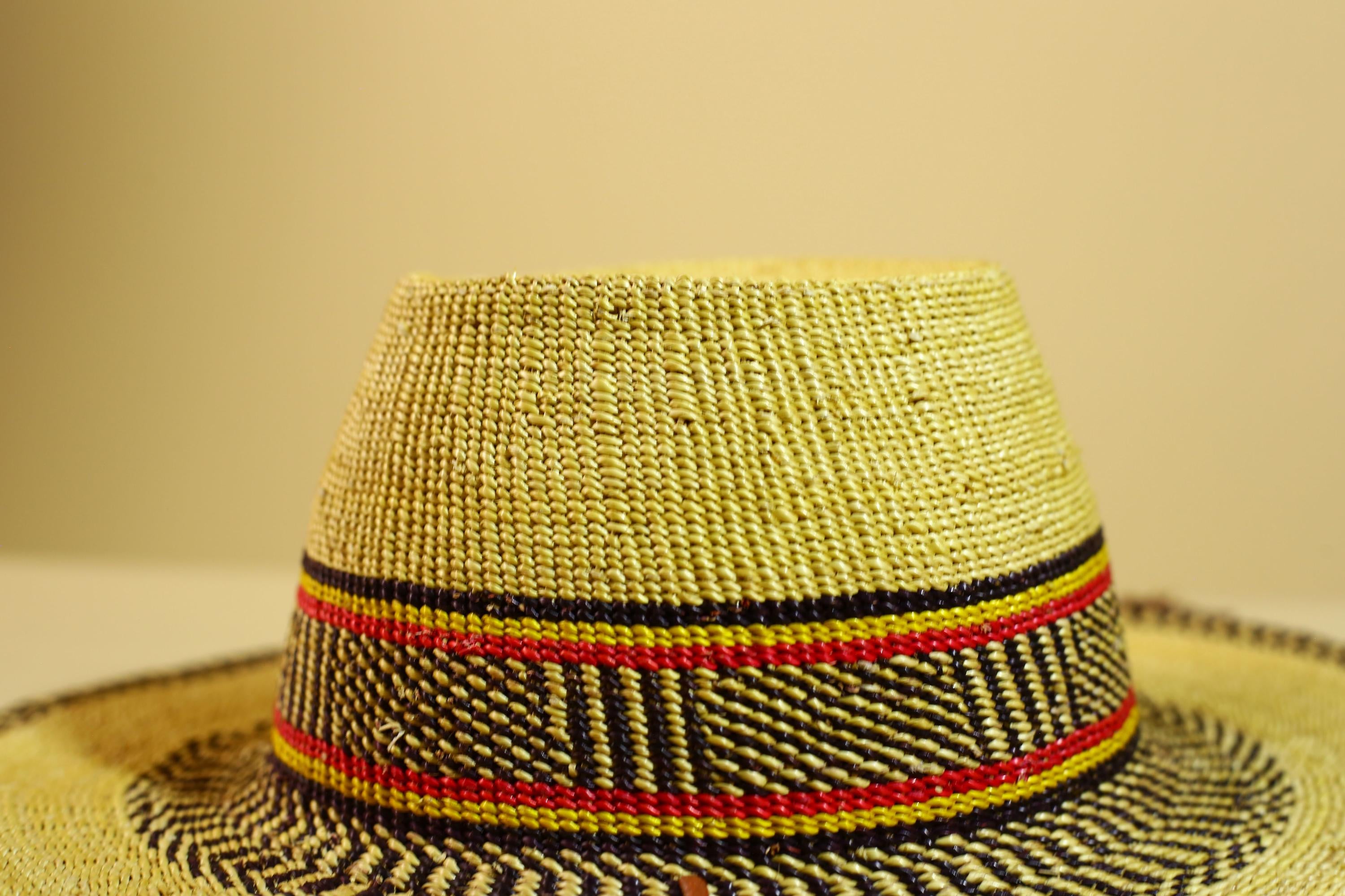 African Woven Hat Handcrafted Straw Tribal Sun Hat West Africa Style-G5915