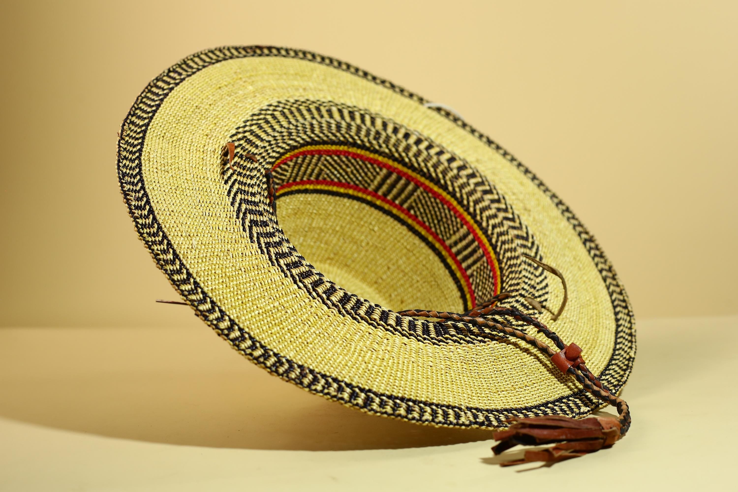 African Woven Hat Handcrafted Straw Tribal Sun Hat West Africa Style-G5915