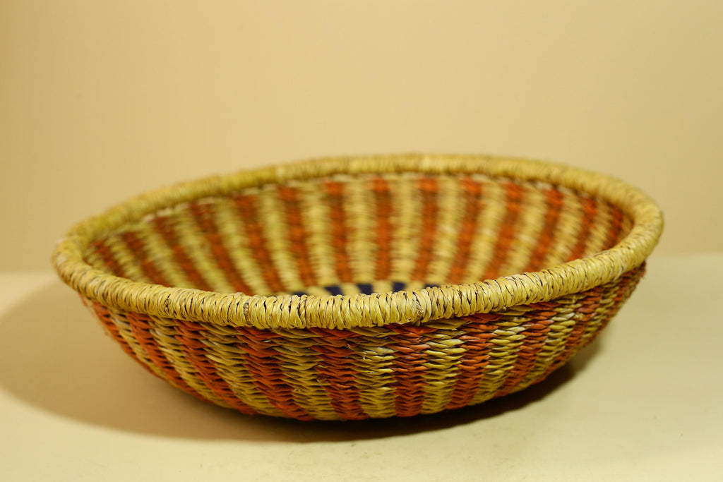 African Woven Basket Handmade Straw Storage Basket with Colorful Lid-G5916