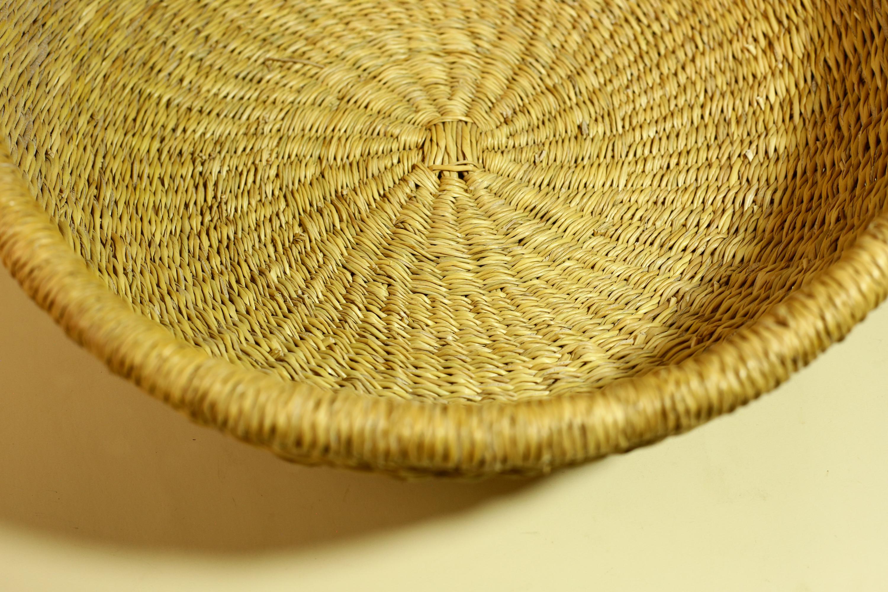 African Woven Basket Natural Straw Handmade Storage Tribal Decor-G5918