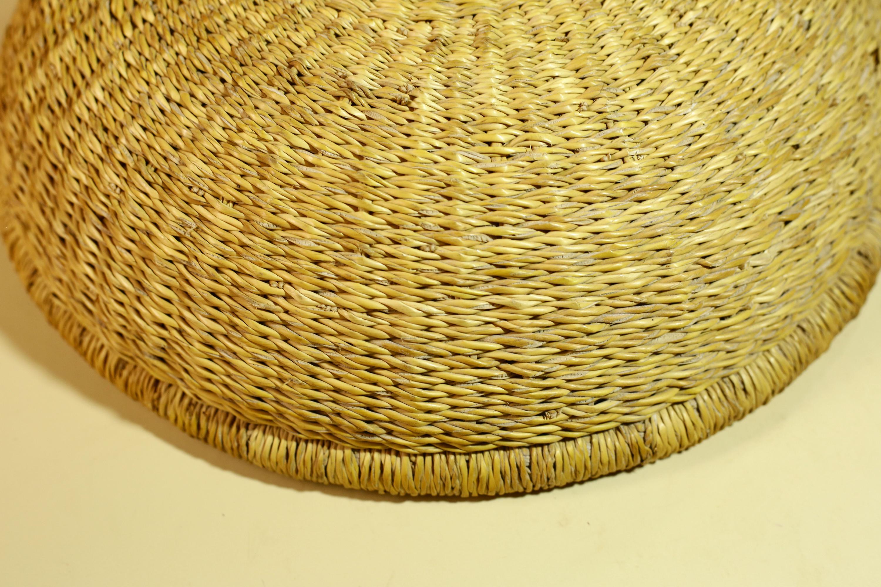 African Woven Basket Natural Straw Handmade Storage Tribal Decor-G5918