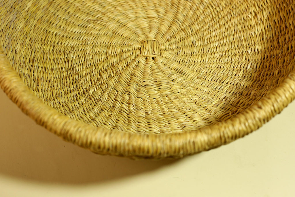 African Woven Basket Natural Straw Handmade Storage Tribal Decor-G5918