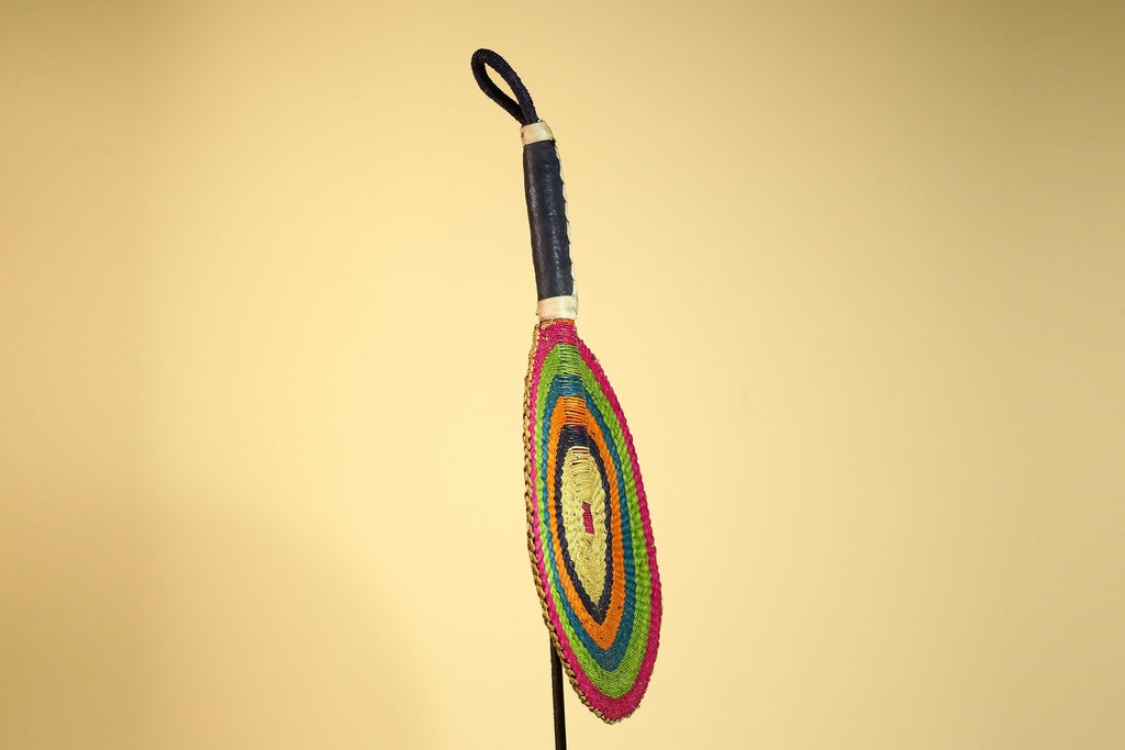 African Hand Woven Fan Colorful Straw Tribal Fan Handmade Wall Decor-G5919