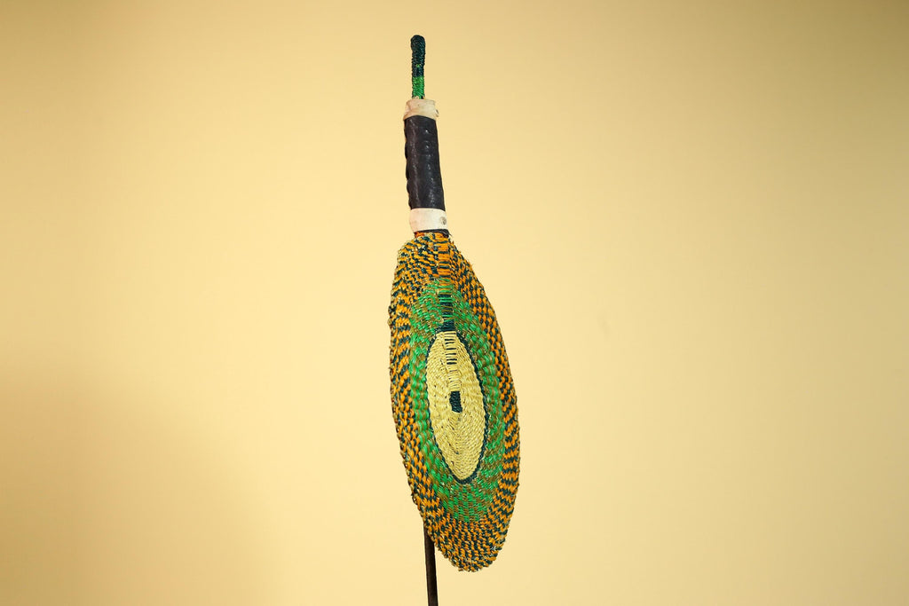 African Woven Fan Colorful Straw Tribal Fan Handmade Wall Decor-G5920