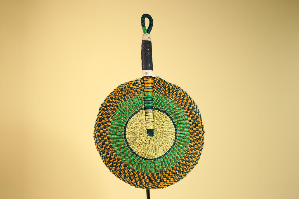 African Woven Fan Colorful Straw Tribal Fan Handmade Wall Decor-G5920