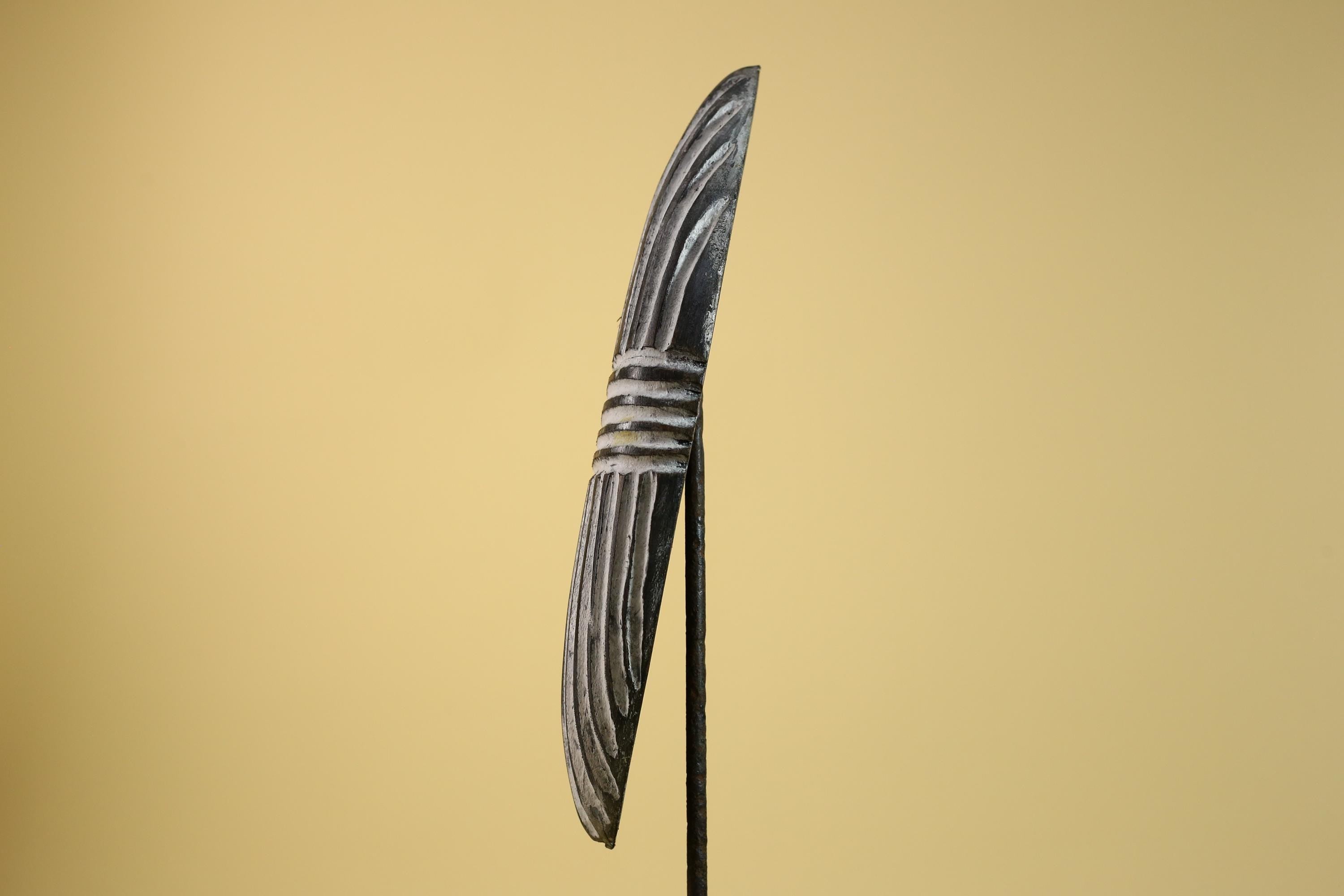 African Tribal Mask Carved Wood shield Linear Pattern West Africa Wall Decor-G5922