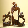 African Abstract Statue Carved Wood Trio Modern Art Decor-G5930