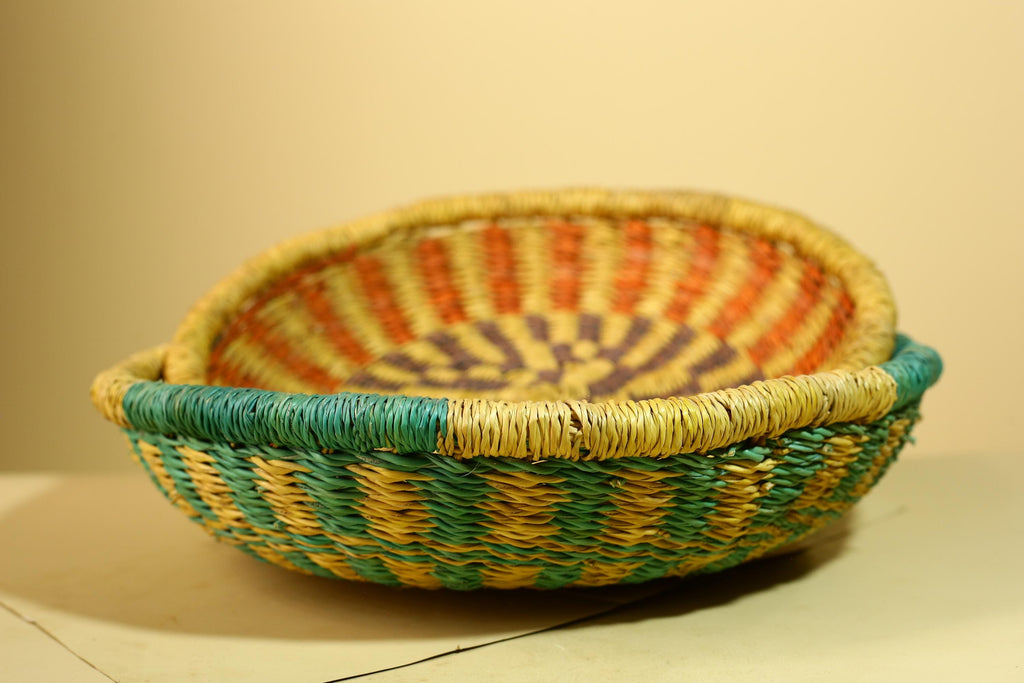 African Woven Basket Set Colorful Straw Craft Handmade Home Decor-G5931