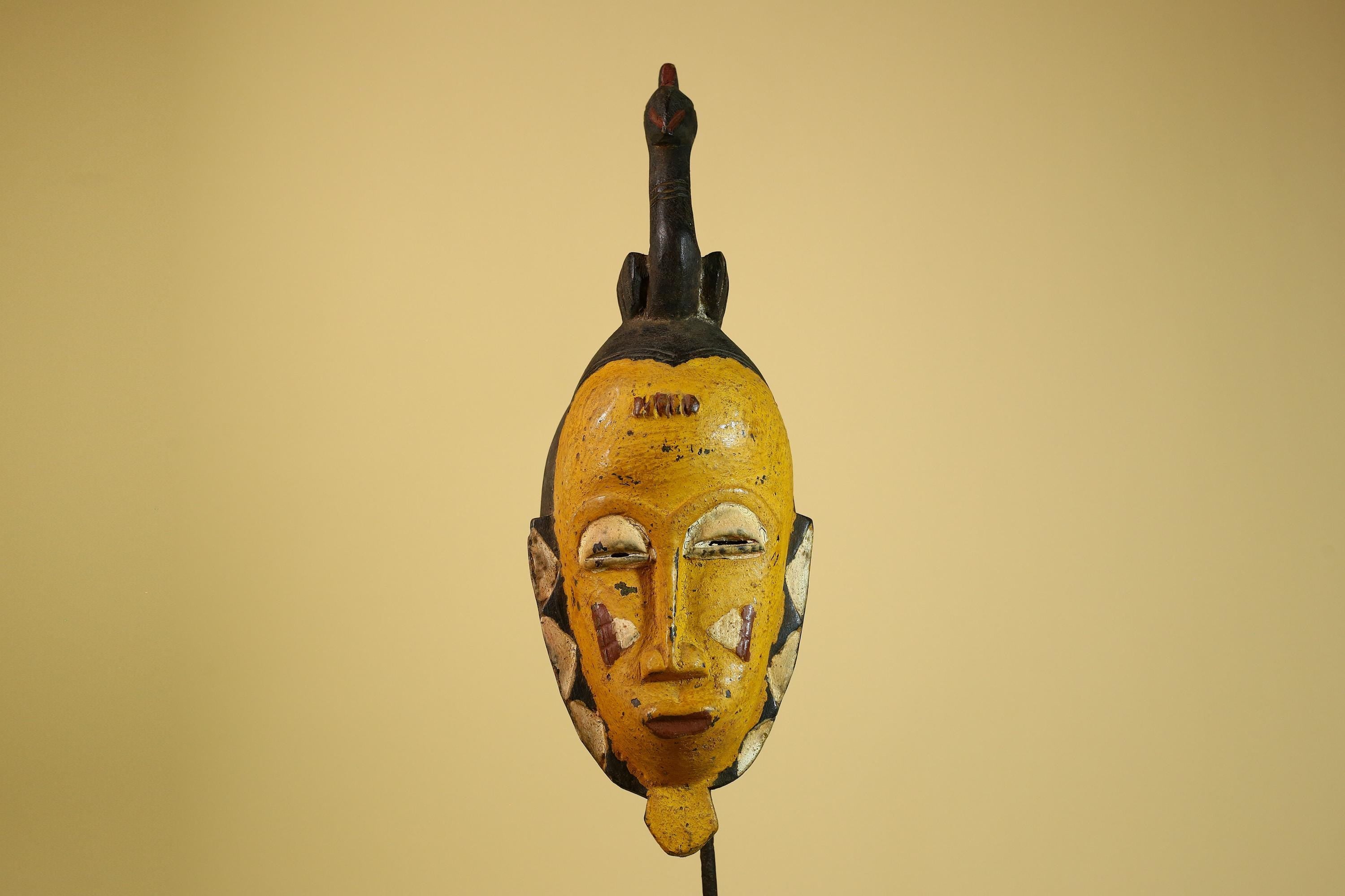 African Guro Mask Carved Wood Bird Crest Côte d’Ivoire Tribal Art Decor-G5934