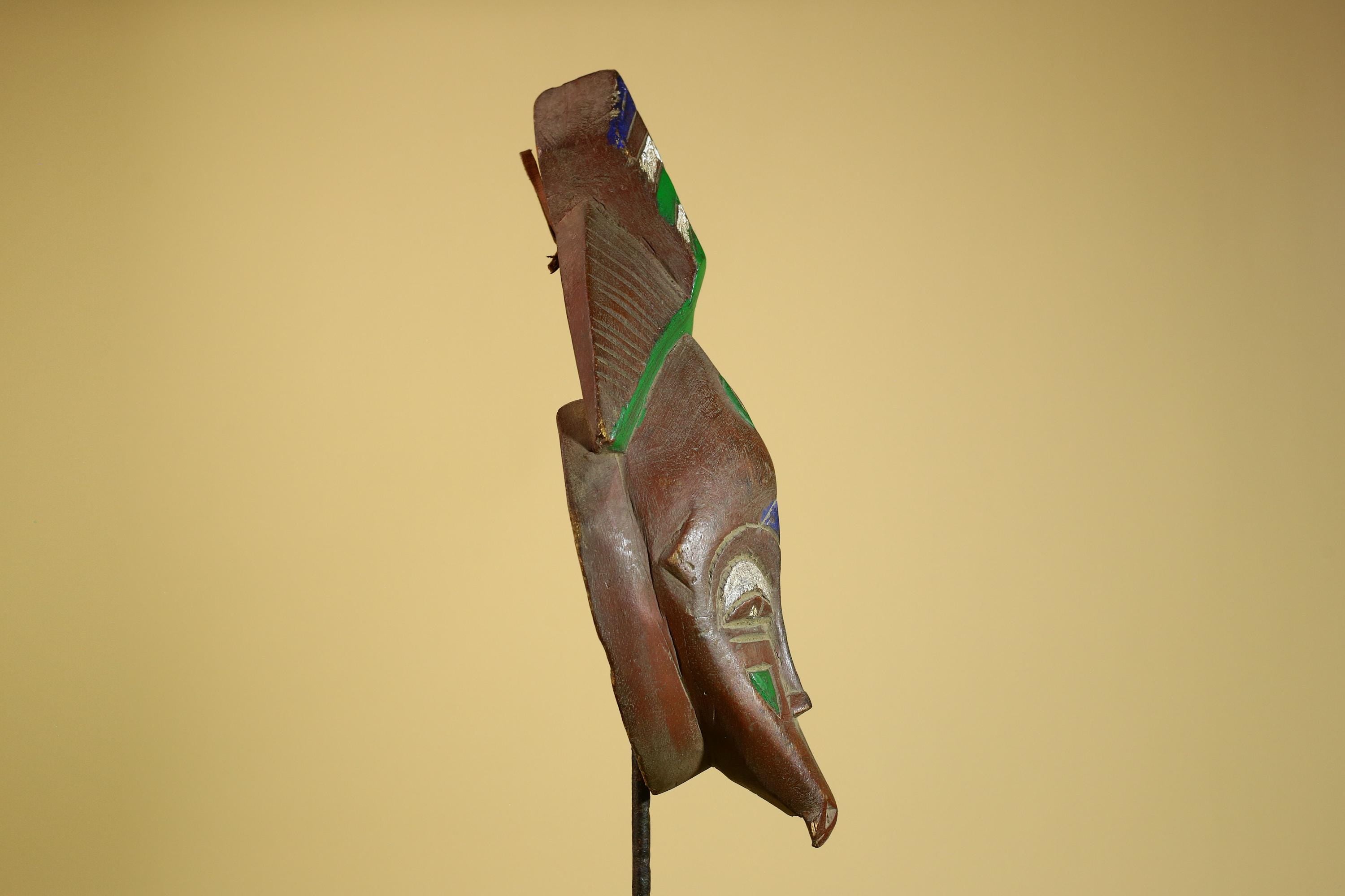 African Guro Mask Carved Wood Green Crest Côte d’Ivoire Tribal Art Decor-G5935