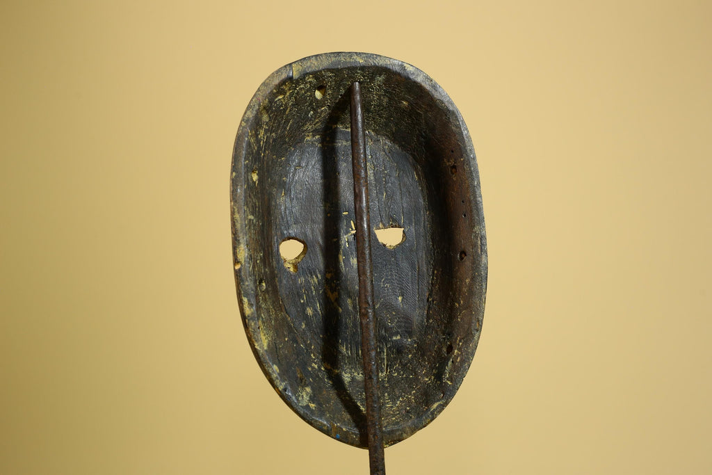 African Tribal Mask Carved Wood Metal Studs Congo Art Decor-G5937