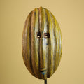 African Tribal Mask Carved Wood Ribbed Design West Africa Wall Art Decor-G5938
