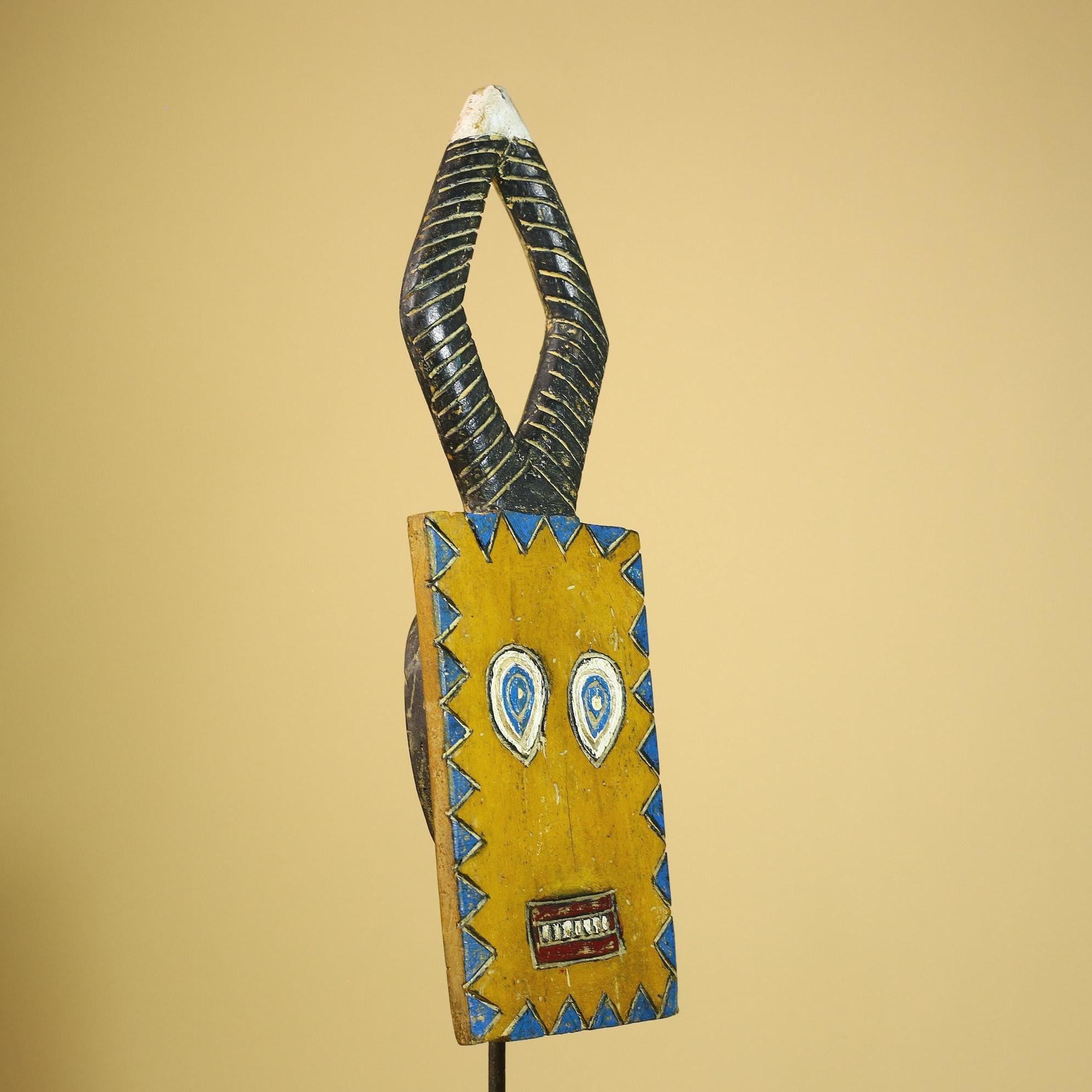 African Bwa Mask Carved Wood Geometric Design Burkina Faso Tribal Art Decor-G5939