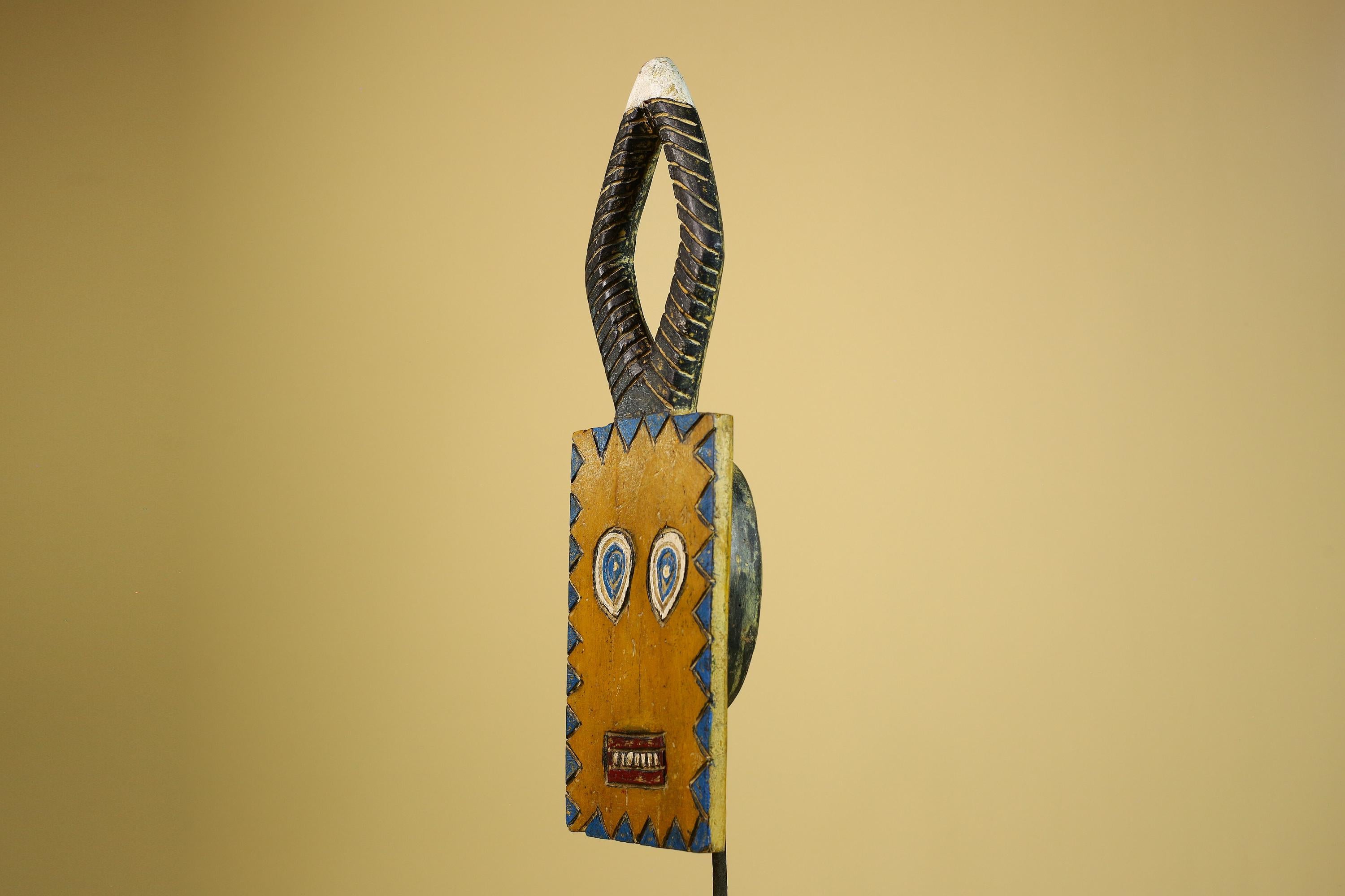 African Bwa Mask Carved Wood Geometric Design Burkina Faso Tribal Art Decor-G5939