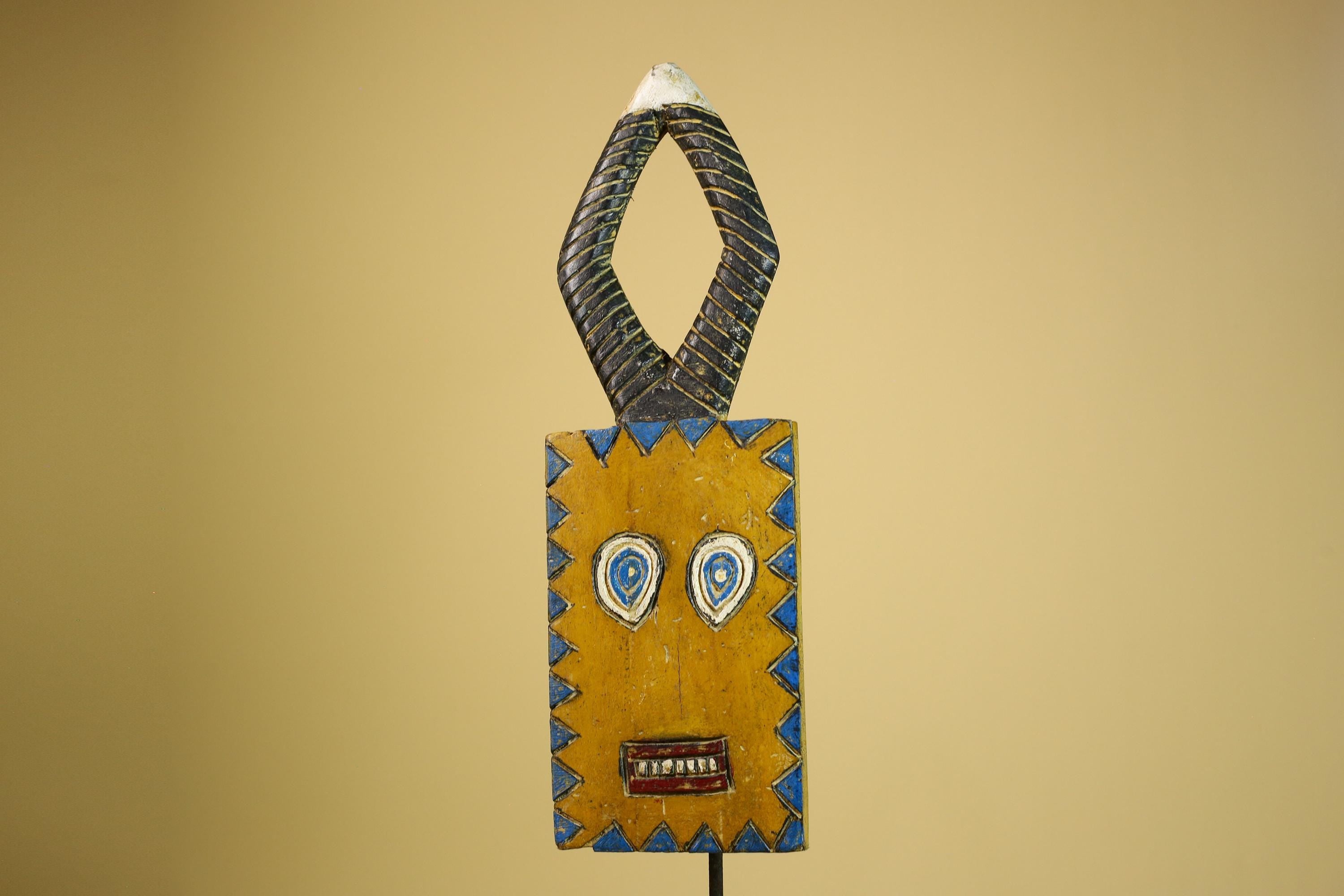 African Bwa Mask Carved Wood Geometric Design Burkina Faso Tribal Art Decor-G5939