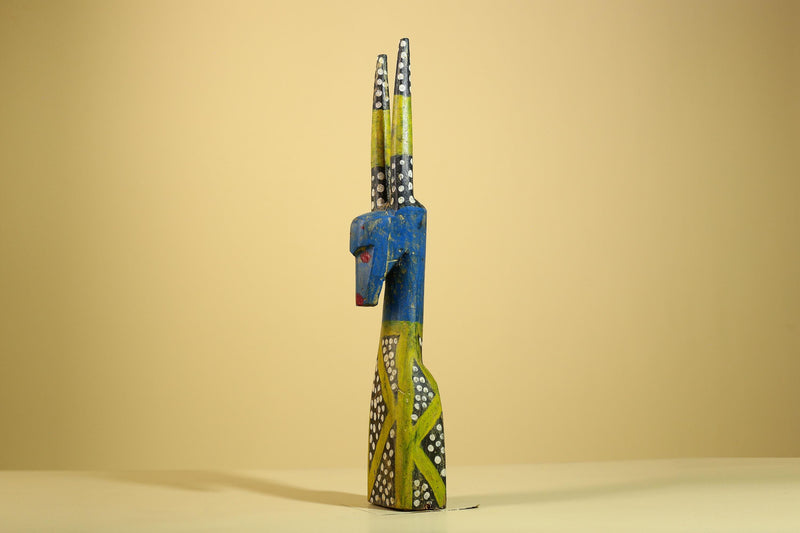 African Spirit Statue Carved Wood Painted Figure Côte d’Ivoire Tribal Art-G5941