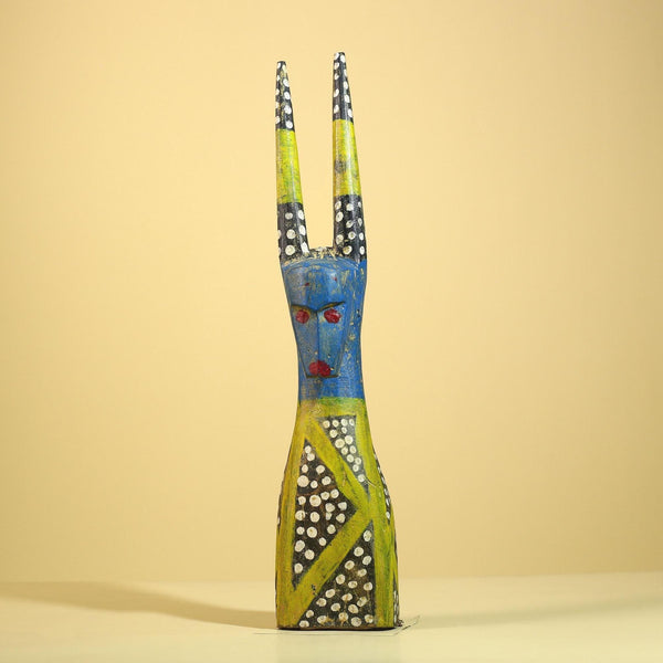 African Spirit Statue Carved Wood Painted Figure Côte d’Ivoire Tribal Art-G5941