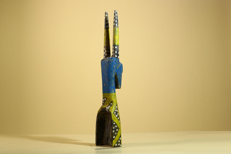 African Spirit Statue Carved Wood Painted Figure Côte d’Ivoire Tribal Art-G5941