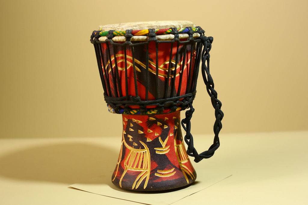 African Djembe Drum Carved Wood Rope Tuned Hand Drum Tribal Art Decor-G5942