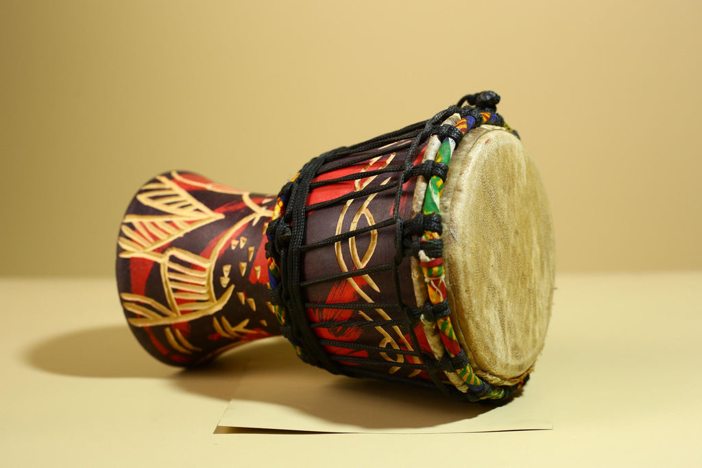 African Djembe Drum Carved Wood Rope Tuned Hand Drum Tribal Art Decor-G5942