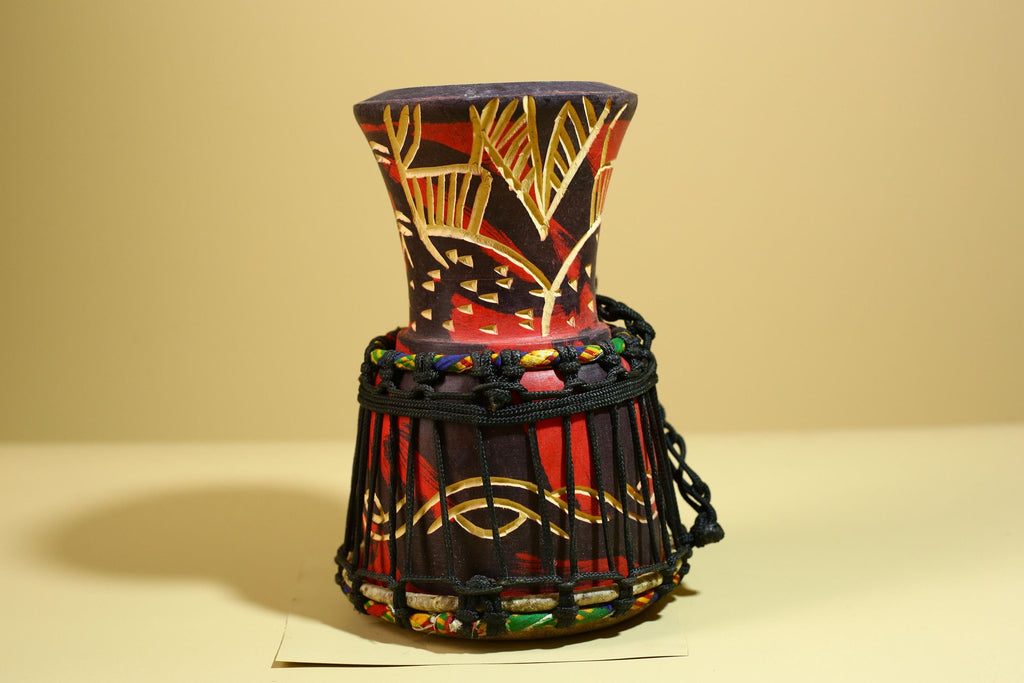 African Djembe Drum Carved Wood Rope Tuned Hand Drum Tribal Art Decor-G5942