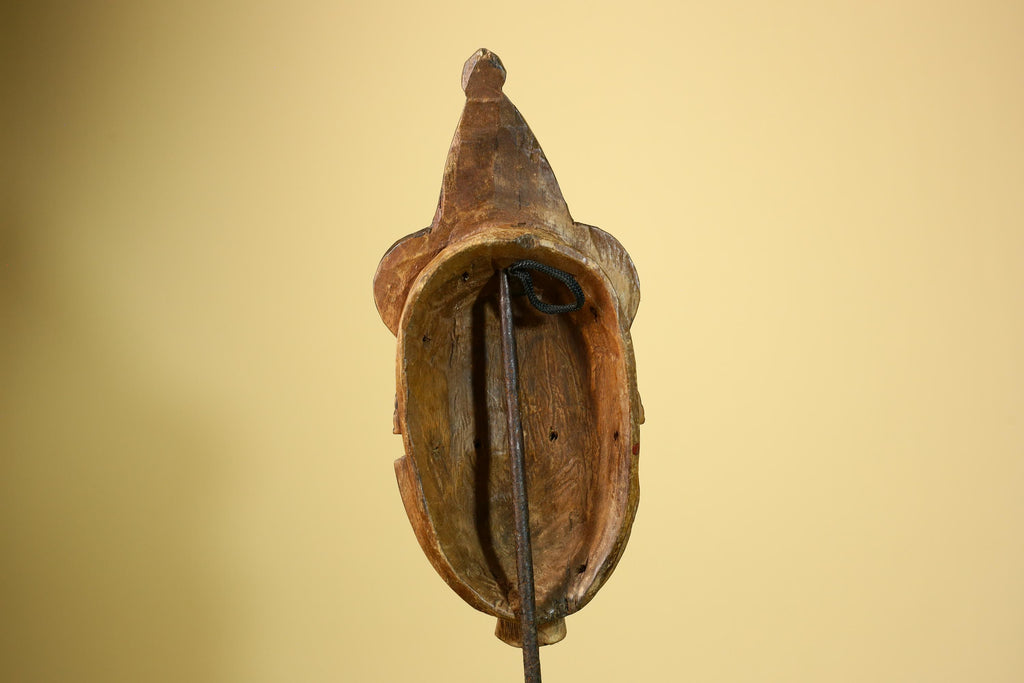 African Baule Mask Carved Wood Painted Red Face Côte d’Ivoire Tribal Art-G5943