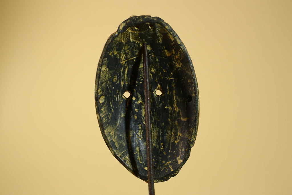 African Tribal Mask Carved Wood Striped Design West Africa Art Decor-G5946