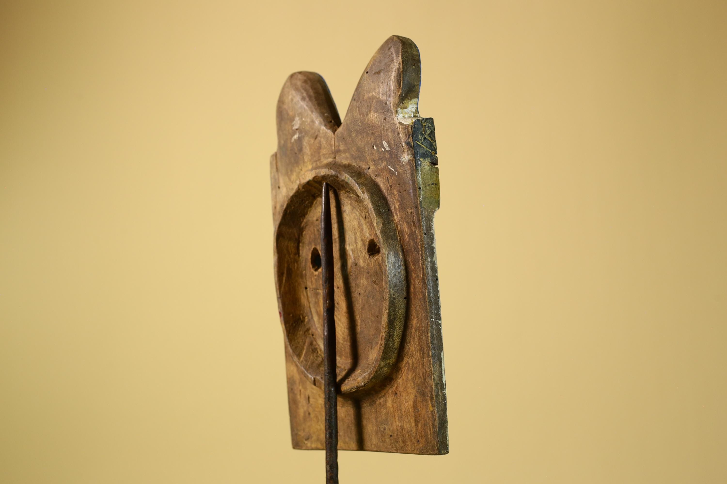 African Tribal Mask Carved Wood Painted Features Congo Wall Art Decor-G5948