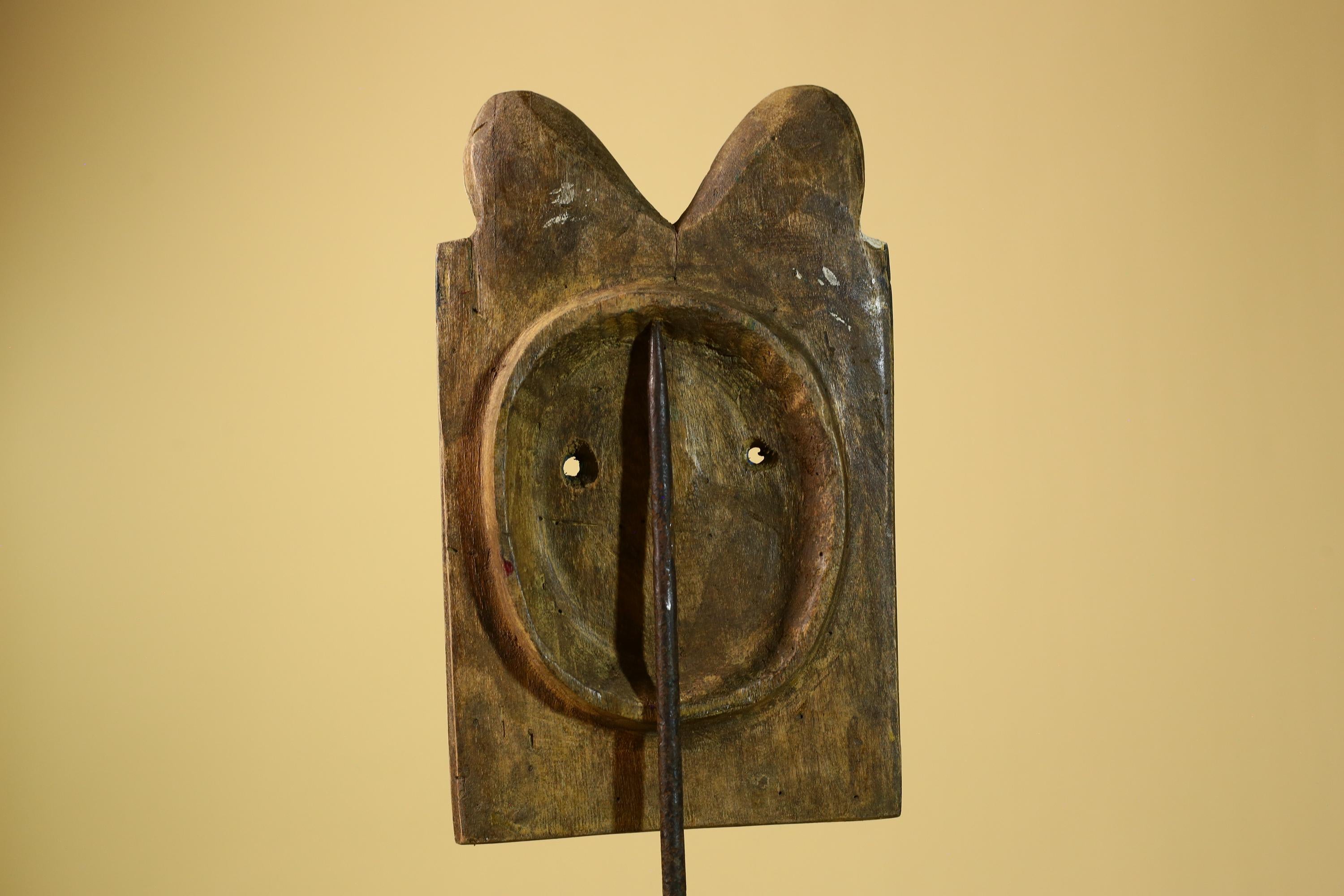 African Tribal Mask Carved Wood Painted Features Congo Wall Art Decor-G5948