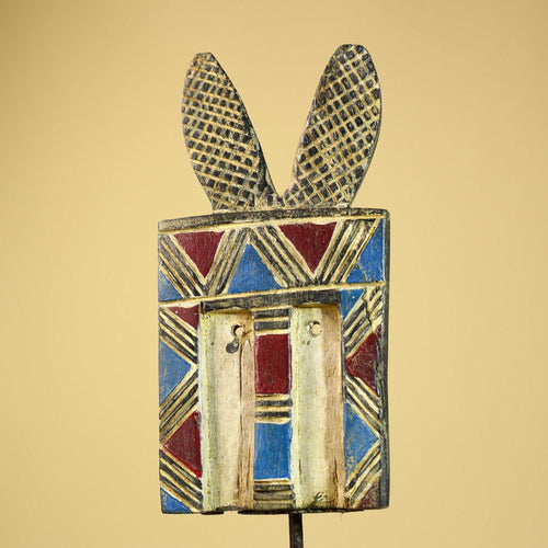 African Bwa Mask Carved Wood Painted Geometric Burkina Faso Tribal Decor-G5950