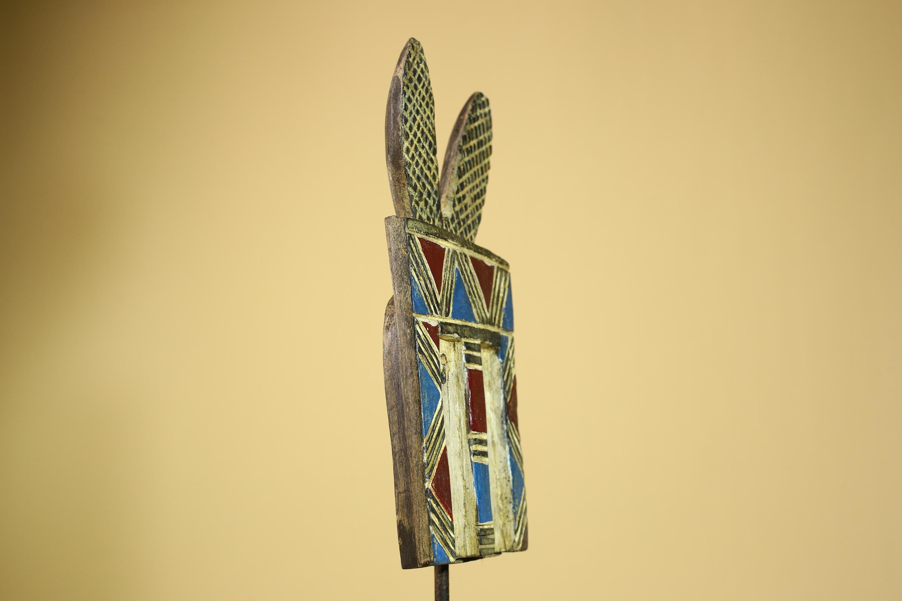 African Bwa Mask Carved Wood Painted Geometric Burkina Faso Tribal Decor-G5950