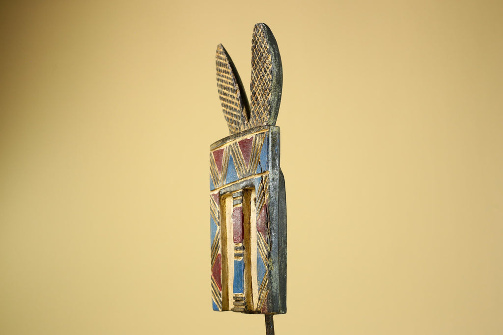 African Bwa Mask Carved Wood Painted Geometric Burkina Faso Tribal Decor-G5950