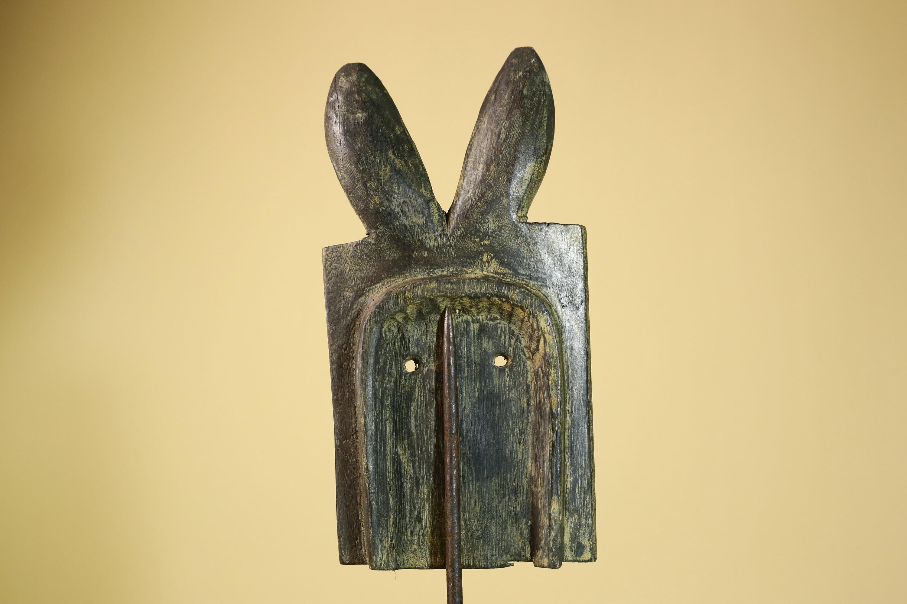 African Bwa Mask Carved Wood Painted Geometric Burkina Faso Tribal Decor-G5950