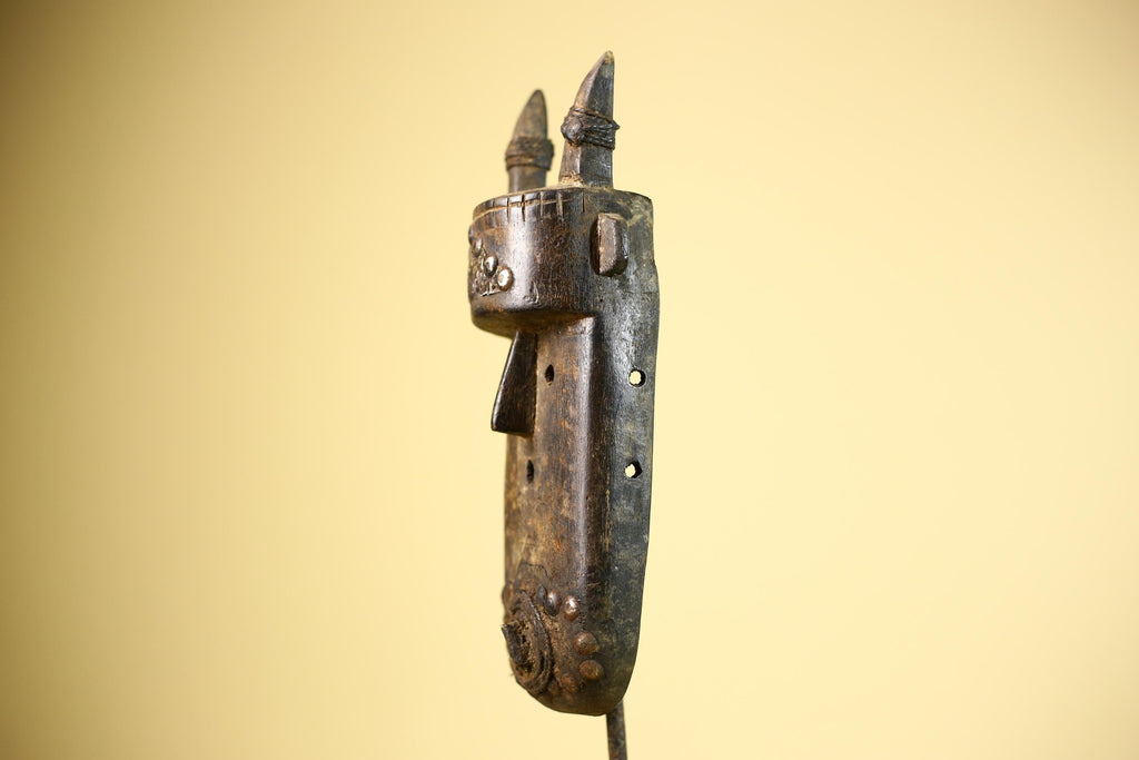 African Dogon Mask Carved Wood Horned Crest West Africa Tribal Art Decor-G5887