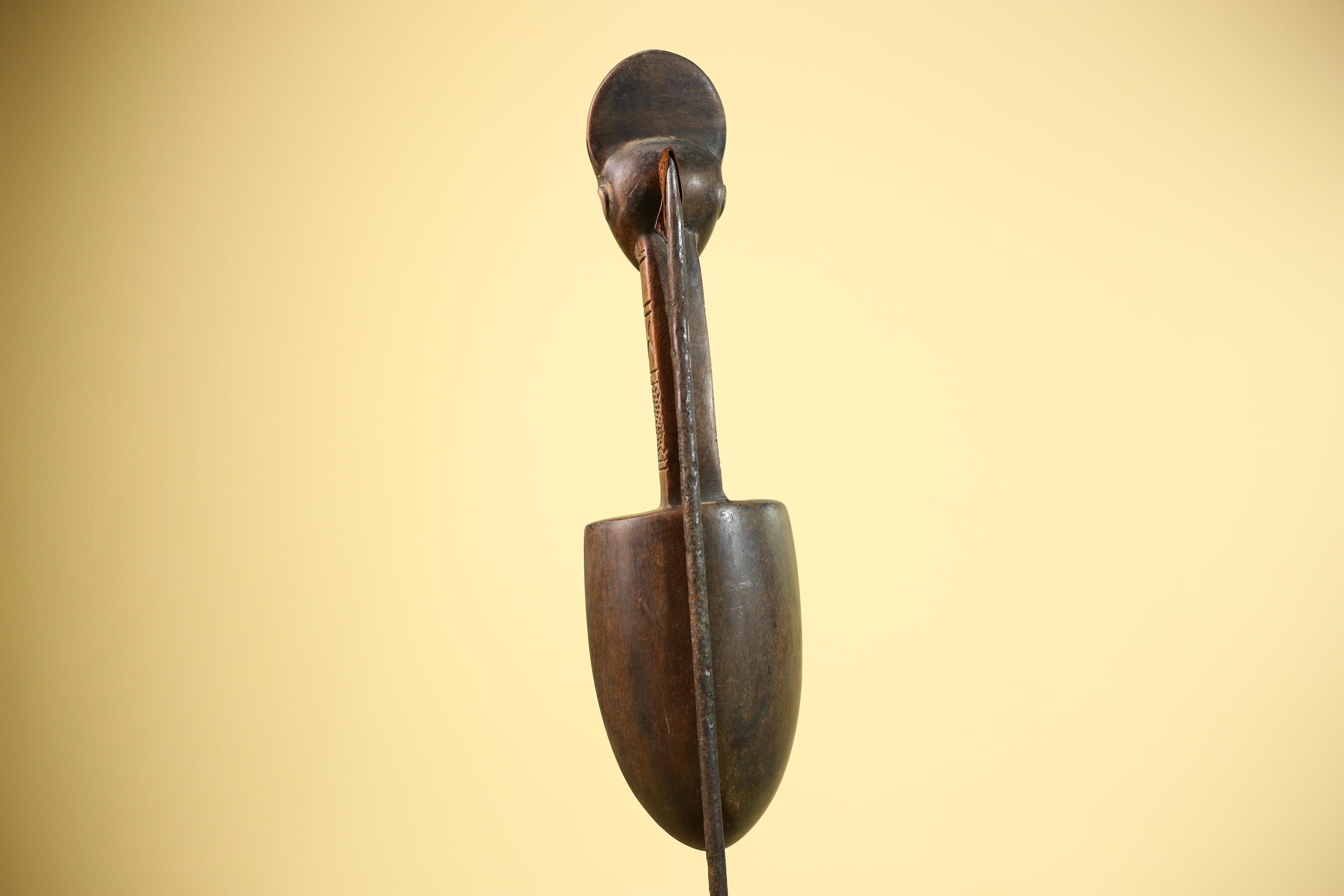 African Carved Statue Spoon Wood Figure Head Handle Tribal Art Decor-G5888