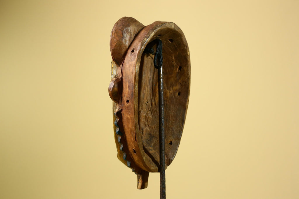 African Baule Mask Carved Wood Painted Tribal Art Côte d’Ivoire Vintage-G5954