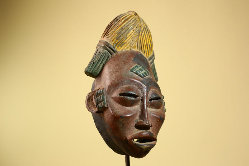 African Tribal Mask – Hand-Carved Wood Sculpture with Painted Details -G5955