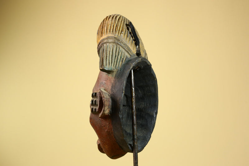 African Tribal Mask – Hand-Carved Wood Sculpture with Painted Details -G5955
