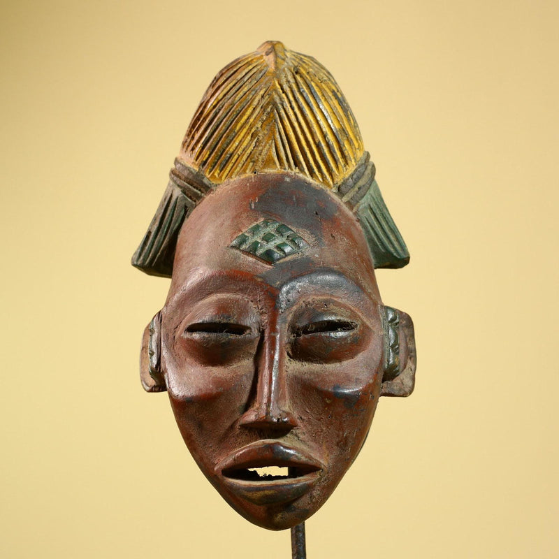African Tribal Mask – Hand-Carved Wood Sculpture with Painted Details -G5955