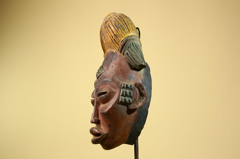 African Tribal Mask – Hand-Carved Wood Sculpture with Painted Details -G5955