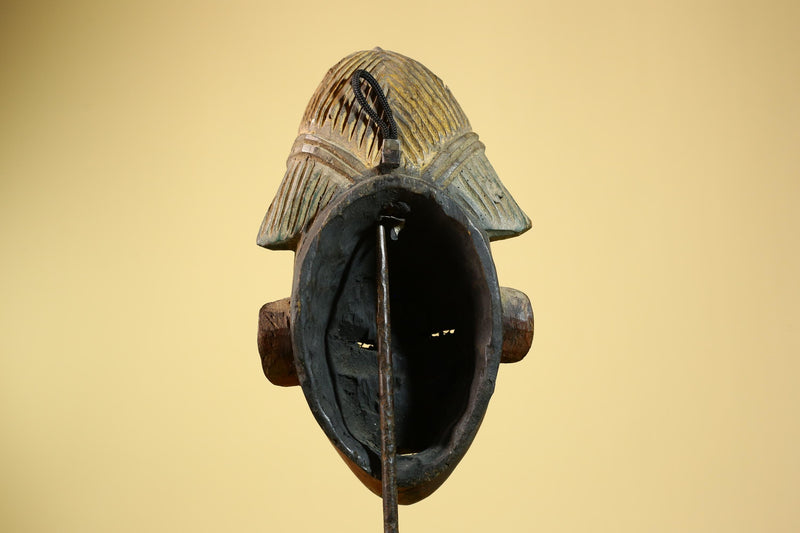 African Tribal Mask – Hand-Carved Wood Sculpture with Painted Details -G5955