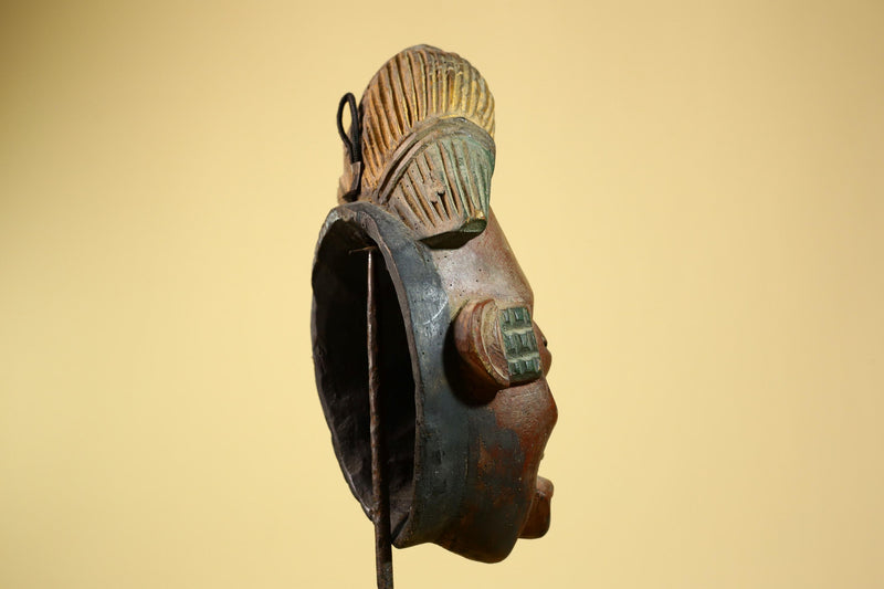 African Tribal Mask – Hand-Carved Wood Sculpture with Painted Details -G5955